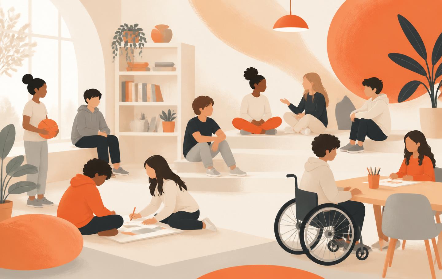 Crianças e adolescentes num espaço de apoio comunitário