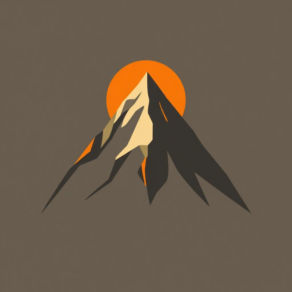 Ilustração abstrata de uma montanha firme ao pôr do sol